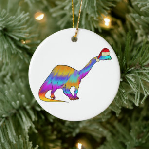 Psychedelische regenboog Brontosaurus Xmas Elf Din Keramisch Ornament