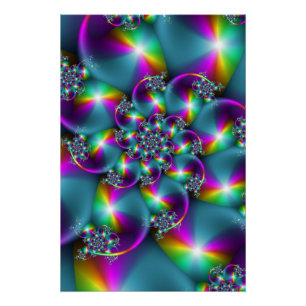 Psychedelische Regenboog Fractale Abstracte Spiraa Perfect Poster