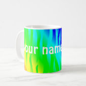 Psychedelische regenboog jouw naam in grote letter koffiemok (Voorkant links)