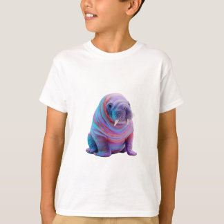 Psychedelische Regenboog Marmer Walrus Kinderen T-shirt