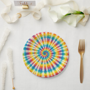 Psychedelische Regenboog Tie-Dye Retro Papieren Bo Bordje