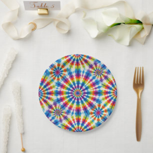 Psychedelische Regenboog Tie-Dye Retro Papieren Bo Bordje