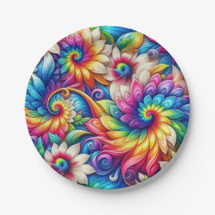 Psychedelische Regenboog Tie-Dye Retro Papieren Bo Bordje