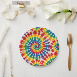 Psychedelische Regenboog Tie-Dye Retro Papieren Bo Bordje
