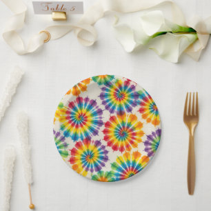 Psychedelische Regenboog Tie-Dye Retro Papieren Bo Bordje