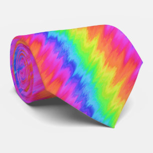 Psychedelische regenboog zigzag stropdas