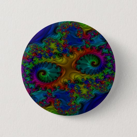Psychedelische regenboogfractale Button (Voorkant)