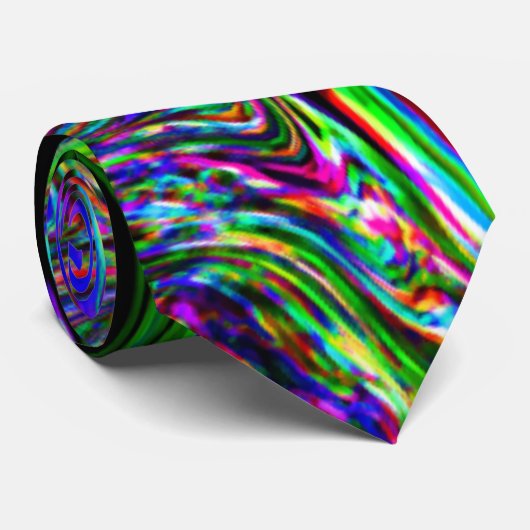 Psychedelische regenboogkleurstrook stropdas (Opgerold)