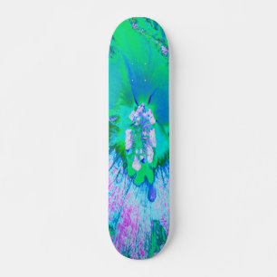 Psychedelische Retro Groene en Heet Roze Hibiscus Skateboard