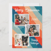 Psychedelische Retro Groovy Wave Foto's Kerstmis Feestdagenkaart (Voorkant)