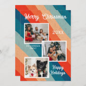 Psychedelische Retro Groovy Wave Foto's Kerstmis Feestdagenkaart (Voorkant / Achterkant)