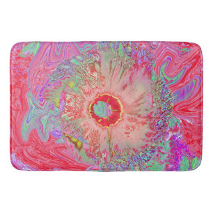 Psychedelische Retro Koraal Regenboog Hibiscus Badmat