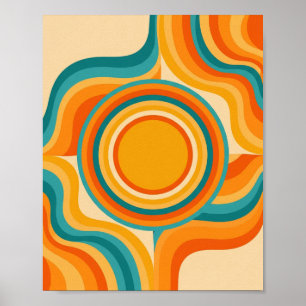 Psychedelische Retro Swirl - Moderne kunst uit het Poster