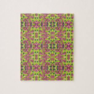 PSYCHEDELISCHE ROZE FLAMINGO PUZZEL SPIEGEL AFBEEL