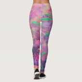 Psychedelische roze Paarse gele neonvis voor vrouw Leggings (Achterkant)