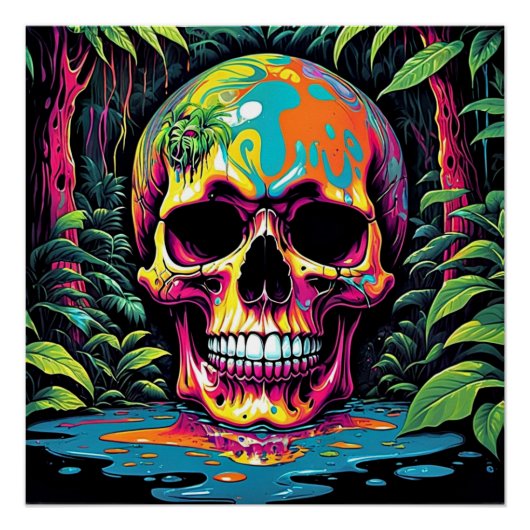 Psychedelische schedel 5 perfect poster (Voorkant)