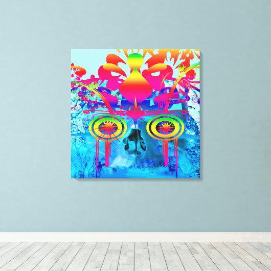 Psychedelische Schedel Canvas Afdruk (Insitu (Houten vloer))