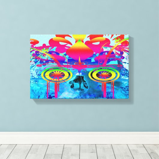 Psychedelische Schedel Canvas Afdruk (Insitu (Houten vloer))