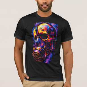 Psychedelische Schedel Gas Masker Vlam Wervelwind T-shirt