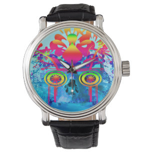 Psychedelische Schedel Horloge