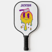 psychedelische smiley en schedelaangepaste naam pi pickleball paddle (Voorkant)