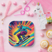 Psychedelische Snowboarder Verjaardagspapier Bord (Feest)