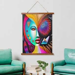 Psychedelische Spiral Woman Regenboog Energie Abst Hangend Wandkleed