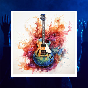 Psychedelische Splashing Guitars Foto Art #6 Afdruk