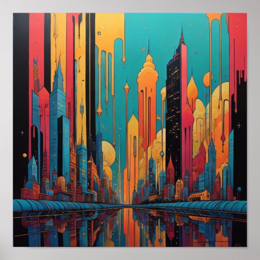 Psychedelische stad poster (Voorkant)