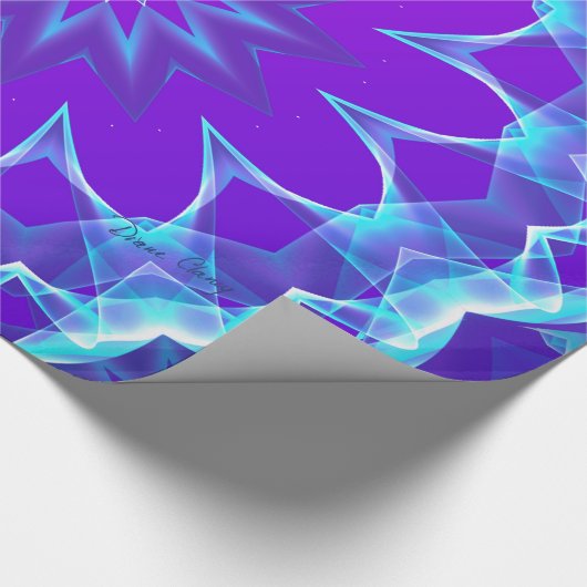 Psychedelische sterren, Abstracte Violet Paarse gl Cadeaupapier (Hoek)