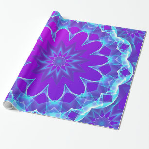 Psychedelische sterren, Abstracte Violet Paarse gl Cadeaupapier