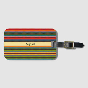 Psychedelische stof Mexicaans patroon, aanpasbaar Bagagelabel