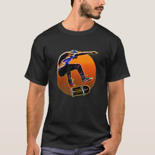Psychedelische stromende skateboarder met skateboa t-shirt
