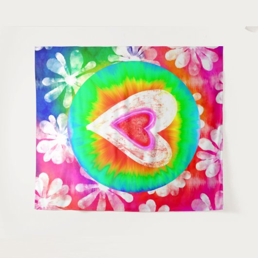 Psychedelische stropdas kleurstof hart wandkleed (Voorkant (horizontaal))