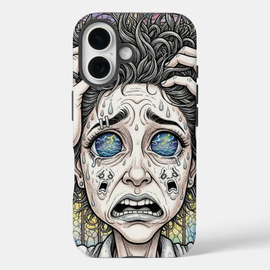 Psychedelische Surrealistische Gezicht iPhone Case (Achterkant)