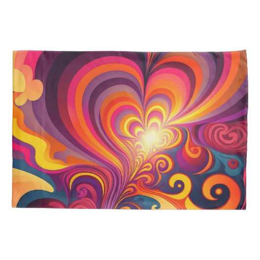 Psychedelische surrealistische werveling hartpatro kussensloop (Achterkant-Links)