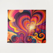 Psychedelische surrealistische werveling hartpatro wandkleed (Voorkant (horizontaal))