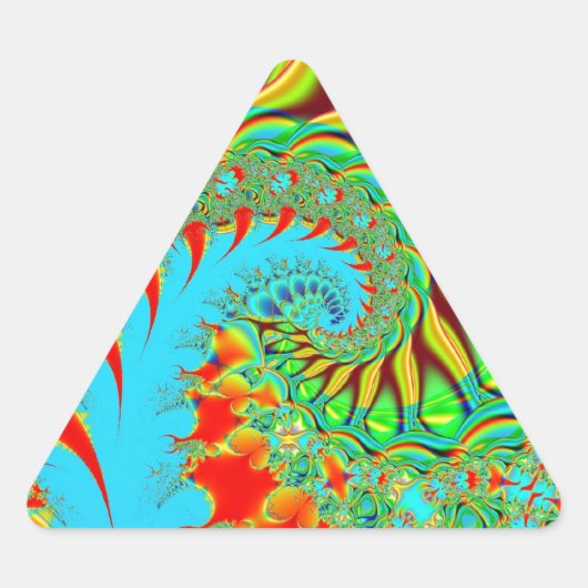 Psychedelische swirl art fractal driehoek sticker (Voorkant)