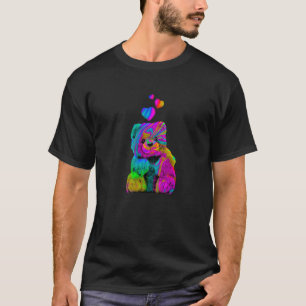 Psychedelische teddybeer trippy kleurrijke teddybe t-shirt
