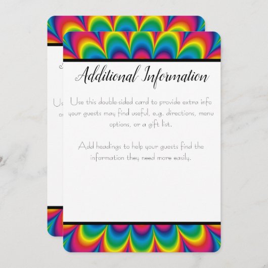 Psychedelische Tie Dye Extra Info Kaart (Voorkant / Achterkant)