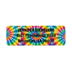 Psychedelische Tie Dye Retouradreslabels Etiket