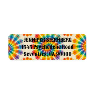 Psychedelische Tie Dye Retouradreslabels Etiket