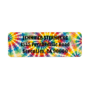 Psychedelische Tie Dye Retouradreslabels Etiket