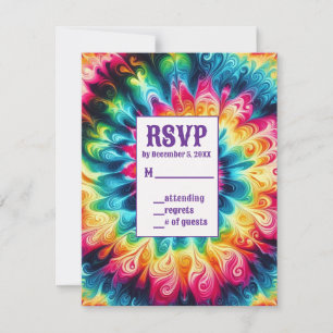 Psychedelische Tie Dye RSVP Kaarten Kaartje