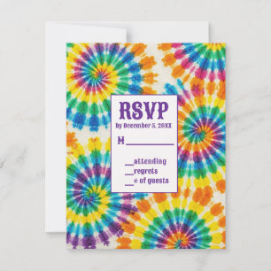 Psychedelische Tie Dye RSVP Kaarten Kaartje