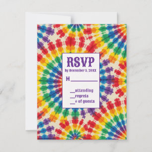 Psychedelische Tie Dye RSVP Kaarten Kaartje