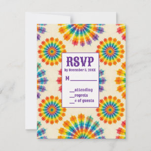 Psychedelische Tie-Dye RSVP-kaarten RSVP Kaartje