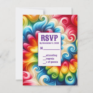 Psychedelische Tie-Dye RSVP-kaarten RSVP Kaartje