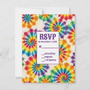 Psychedelische Tie-Dye RSVP-kaarten RSVP Kaartje