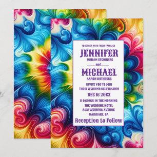 Psychedelische Tie-Dye Trouwuitnodigingen Kaart